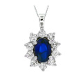 Micro Pave Setting 925 Silver Drop Sapphire Pendentifs Bijoux